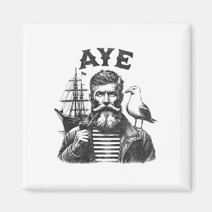 Aye - Fisherman Sailor Captain With Pipe Magnet