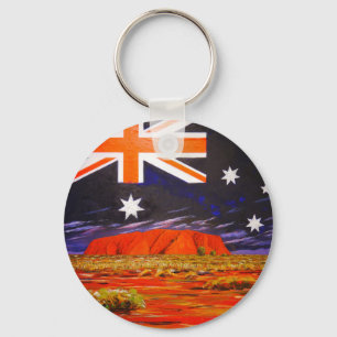 Ayers rock and australian flag key ring