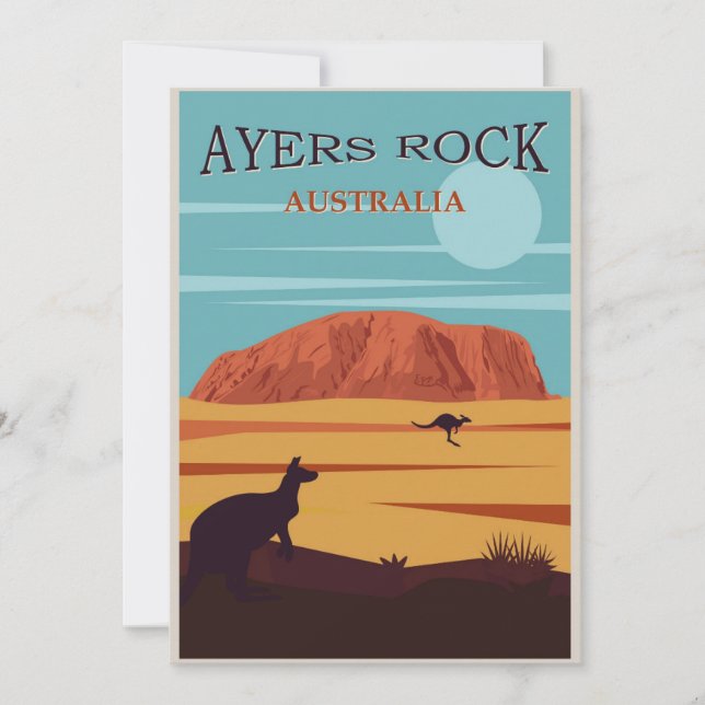 Ayers Rock Australia Vintage Travel Flat Card (Front)