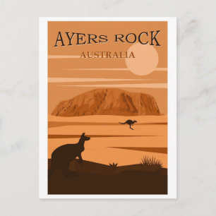 Ayers Rock Australia Vintage Travel Poster Postcard