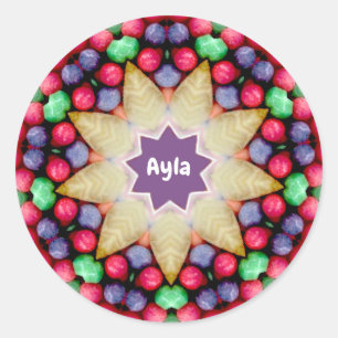 AYLA ~ Personalied Easter Candy Pattern ~ Classic Round Sticker