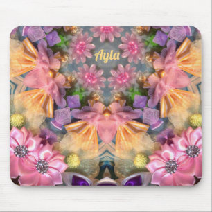 AYLA ~ Pink Purple Blue Yellow Bling Pattern  Mouse Pad