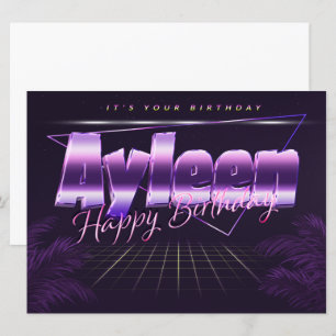 Ayleen Name Vorname lila retro Karte Geburtstag Card