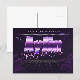 Aylin Name Vorname lila Postkarte Geburtstag Postcard