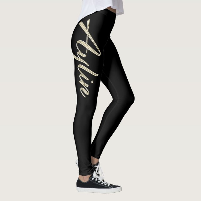 Aylin white gold Handwriting trousers Leggings (Right)
