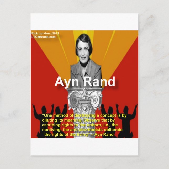Ayn Rand & Abortion Quote Gifts & Tees Postcard (Front)