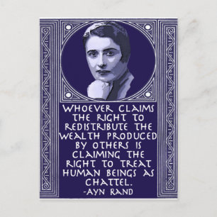 Ayn Rand on Redistribution of Wealth Postcard