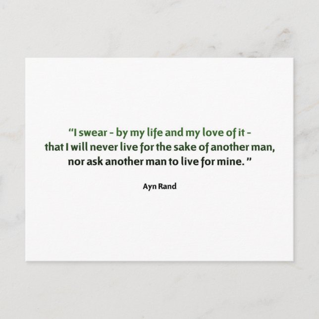 Ayn Rand Quote Postcard (Front)