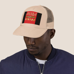 Ayoba African design bright red and mustard Trucker Hat