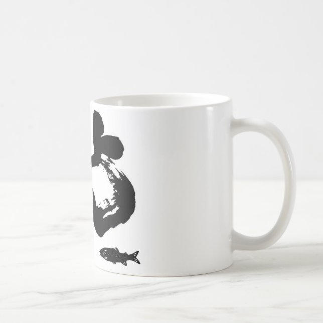 AYU-FISHING CALLIGRAPHY-CUTTING PICTURE-FISHING COFFEE MUG (Right)