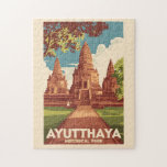Ayutthaya Historical Park Illustration Travel Art Jigsaw Puzzle<br><div class="desc">Ayutthaya retro vector travel design. The ruins of the old city now form the Ayutthaya Historical Park,  an archaeological site that contains palaces,  Buddhist temples,  monasteries and statues.</div>