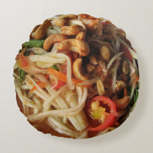 Ayutthaya Spicy Papaya Salad [Som Tam] with Cashew Round Cushion
