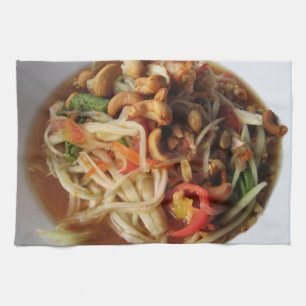Ayutthaya Spicy Papaya Salad [Som Tam] with Cashew Tea Towel