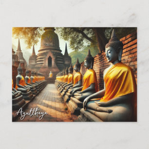 Ayutthaya Thailand Buddha statues Postcard