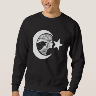 Ayyildiz Turkey Flag With Woman And Wolf Gktrk Sweatshirt
