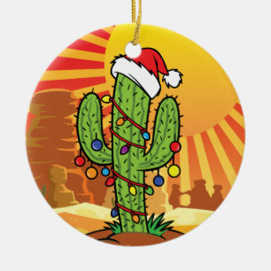 AZ  Arizona Christmas Saguaro Cactus Ceramic Tree Decoration