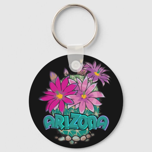 AZ Design Arizona Cactus Blooms Key Ring (Front)