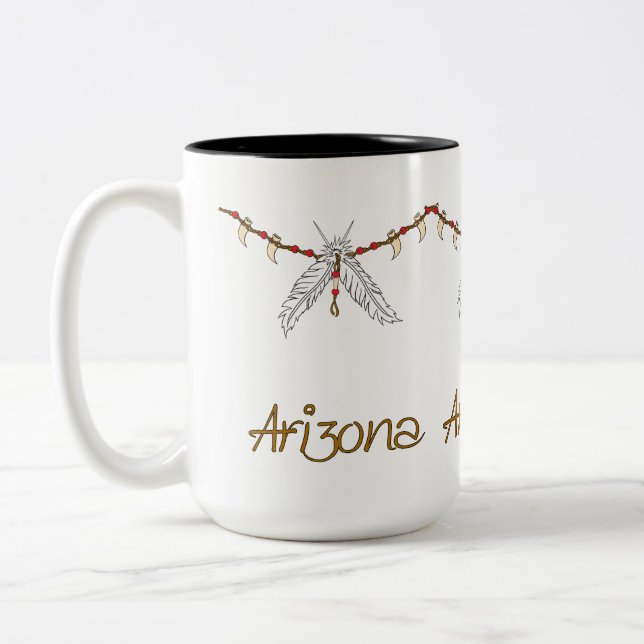 AZ Feather Necklace Two-Tone Coffee Mug (Left)