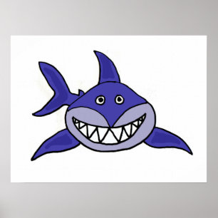 AZ- Smiling Shark Cartoon Poster