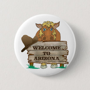 AZ- Welcome to Arizona Horse 6 Cm Round Badge