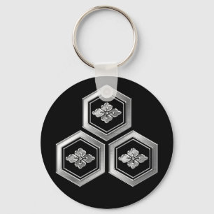 Azai Clan Kamon Silver Chrome Key Ring