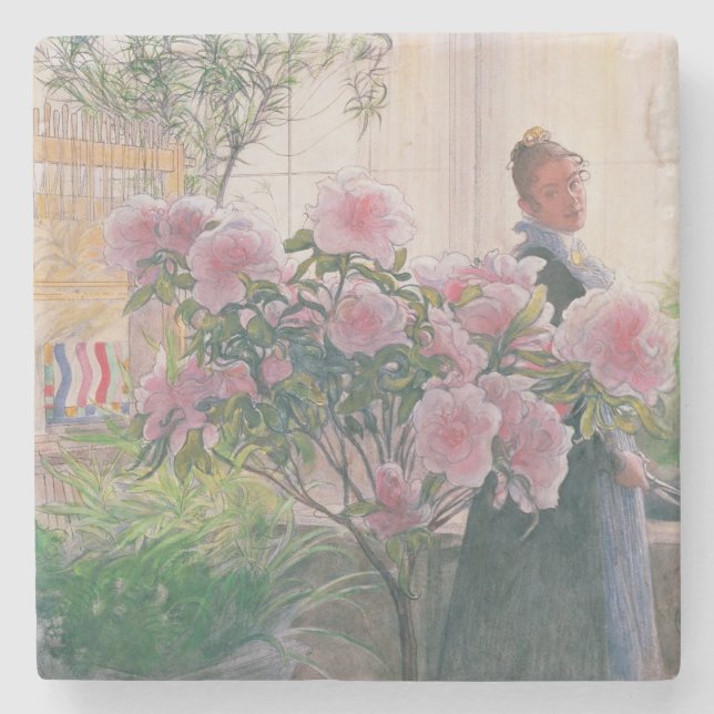 Azalea, 1906 (w/c on paper) stone coaster (Front)