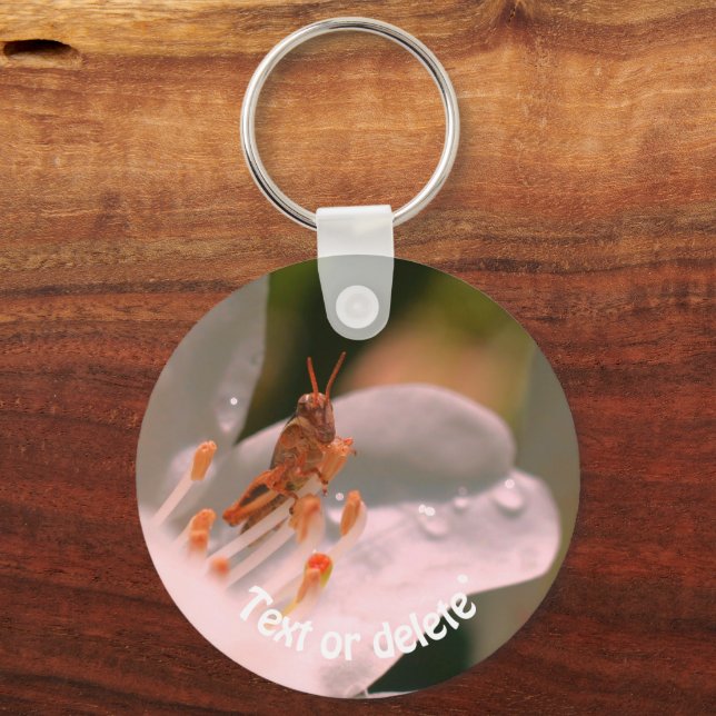 Azalea Flower Teeny Grasshopper Personalised Key Ring (Front)
