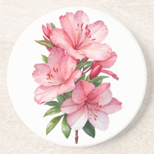 Azalea flower watercolor painting coaster