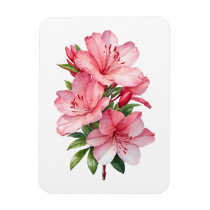Azalea flower watercolor painting magnet