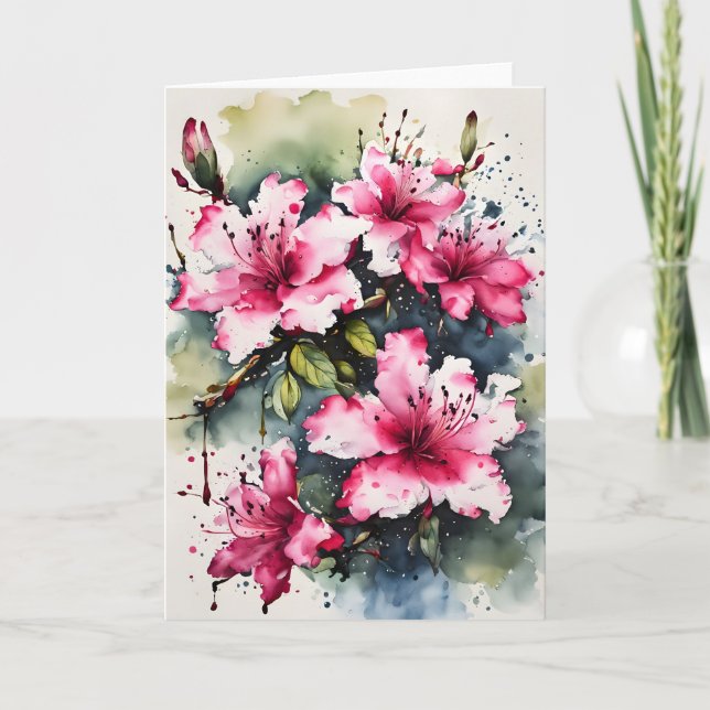 Azalea - Watercolor flowers Card (Front)