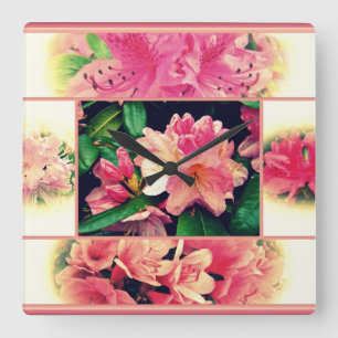 Azaleas 1950's Style Square Wall Clock