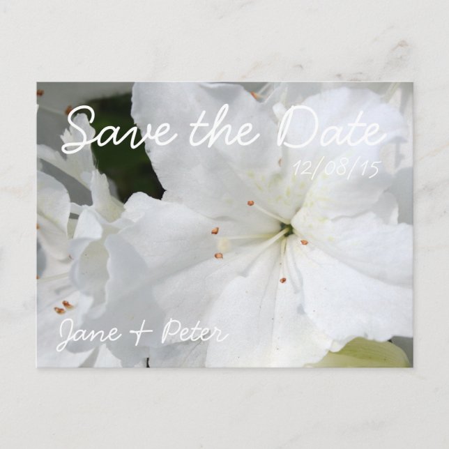 Azaleas Floral Wedding Save the Date Postcard 4 (Front)