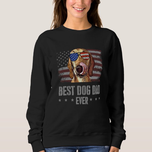 Azawakh Best Dog Dad Ever Retro Usa American Flag Sweatshirt (Front)