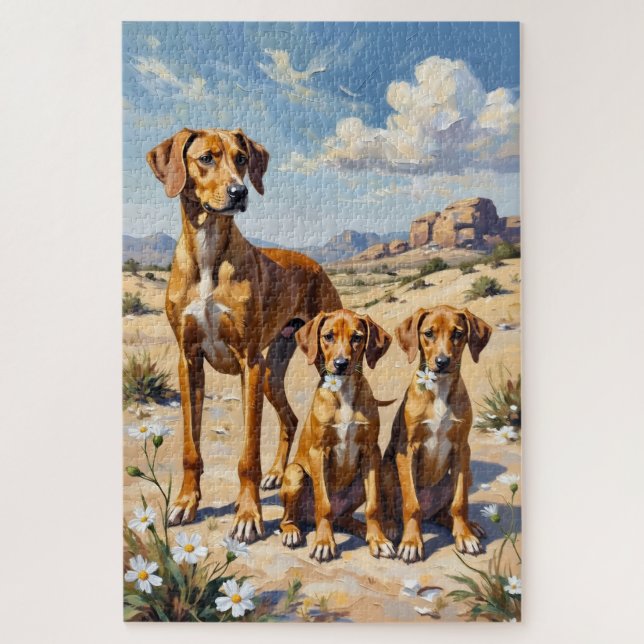 Azawakh Desert Bloom Art Jigsaw Puzzle (Vertical)