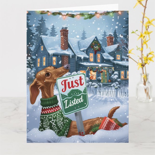 Azawakh Dog Festive Realtor Christmas Card (Yellow Flower)