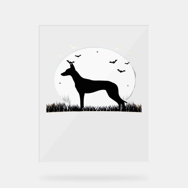 Azawakh Dog – Halloween Moon Silhouette Classic T- Acrylic Sign (Front)