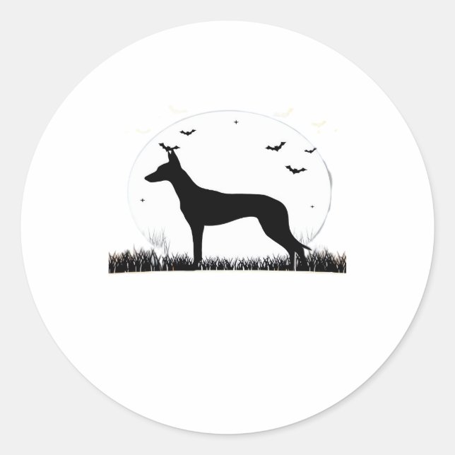 Azawakh Dog � Halloween Moon Silhouette Classic T- Classic Round Sticker (Front)