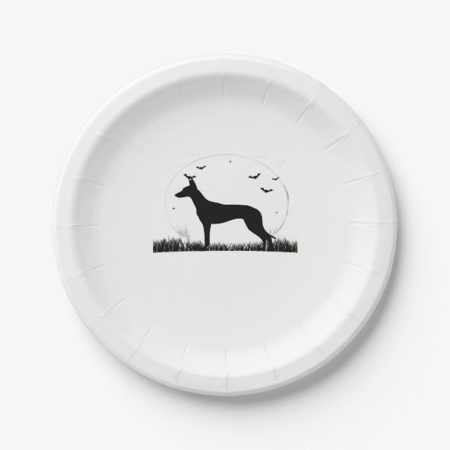 Azawakh Dog � Halloween Moon Silhouette Classic T- Paper Plate (Front)