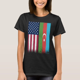 Azerbaijan Azerbaijani American Flags Proud USA T-Shirt