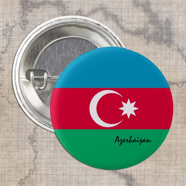 Azerbaijan button, patriotic Azerbaijan Flag 3 Cm Round Badge (Creator Uploaded)