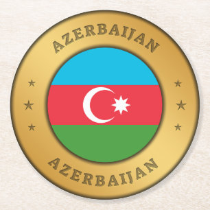 Azerbaijan Flag Button Round Paper Coaster