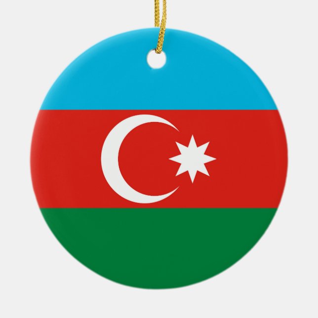 Azerbaijan flag ceramic ornament (Front)