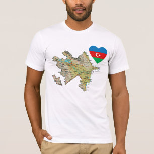 Azerbaijan Flag Heart and Map T-Shirt