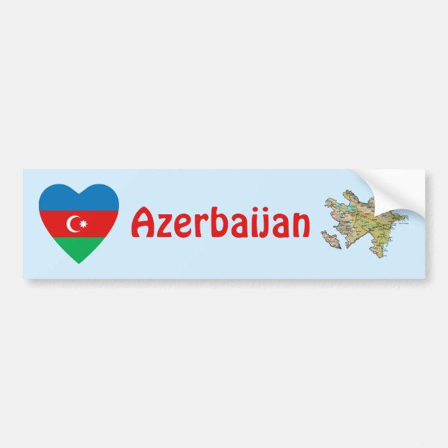 Azerbaijan Flag Heart + Map Bumper Sticker (Front)