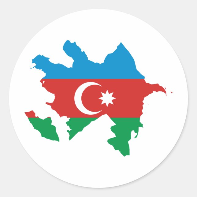 Azerbaijan Flag map AZ Classic Round Sticker (Front)