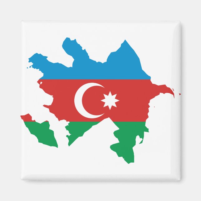 Azerbaijan Flag map AZ Magnet (Front)