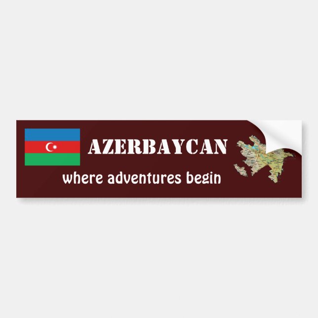 Azerbaijan Flag + Map Bumper Sticker (Front)