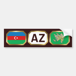 Azerbaijan Flag Map Code Bumper Sticker
