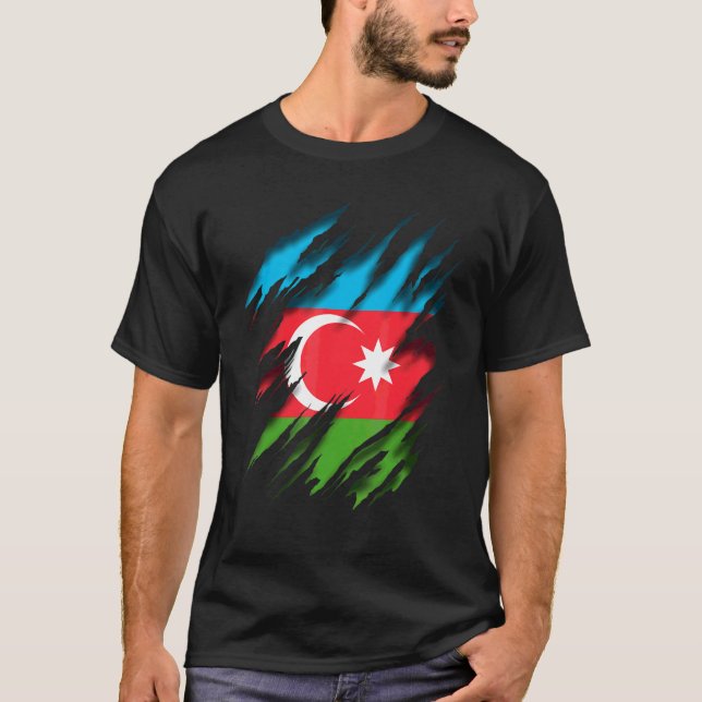 Azerbaijan Flag Of Azerbaijan T-Shirt (Front)