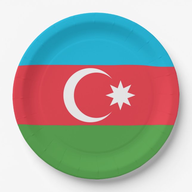 Azerbaijan Flag Paper Plate (Front)